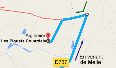 Plan d'accès pour aller à Piquets-couardais, 8 Aiglemier, 79800 Prailles-La Couarde